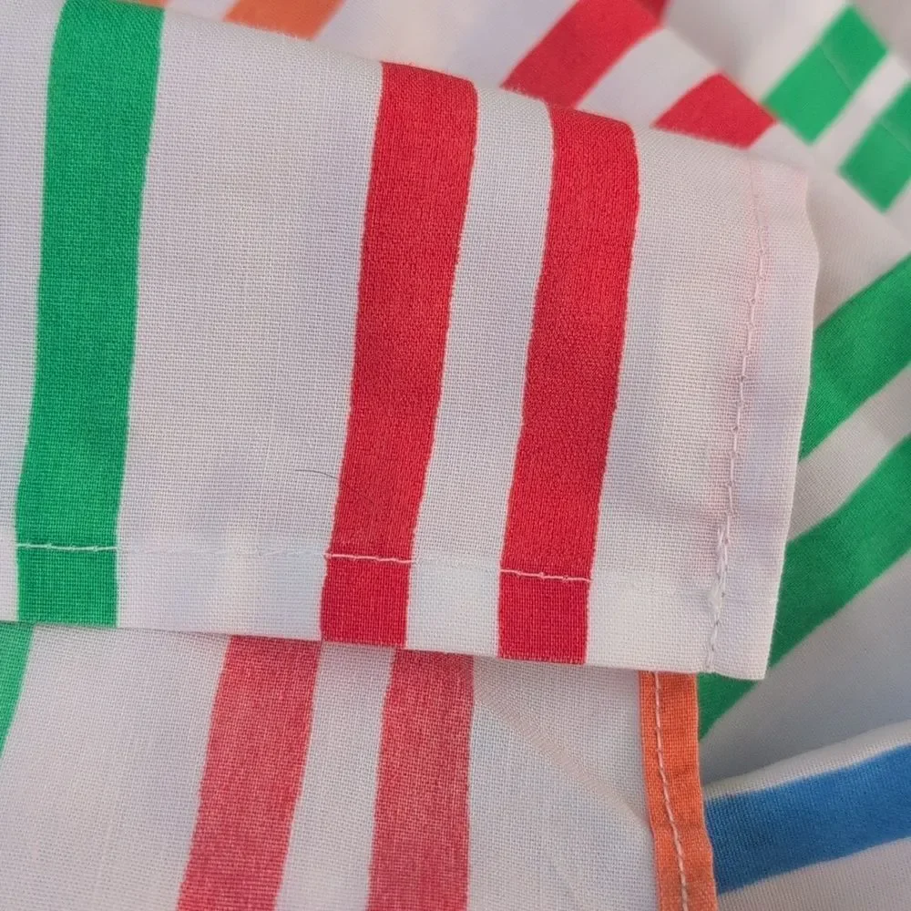Vintage rainbow stripes and floral print twin bed skirt‎